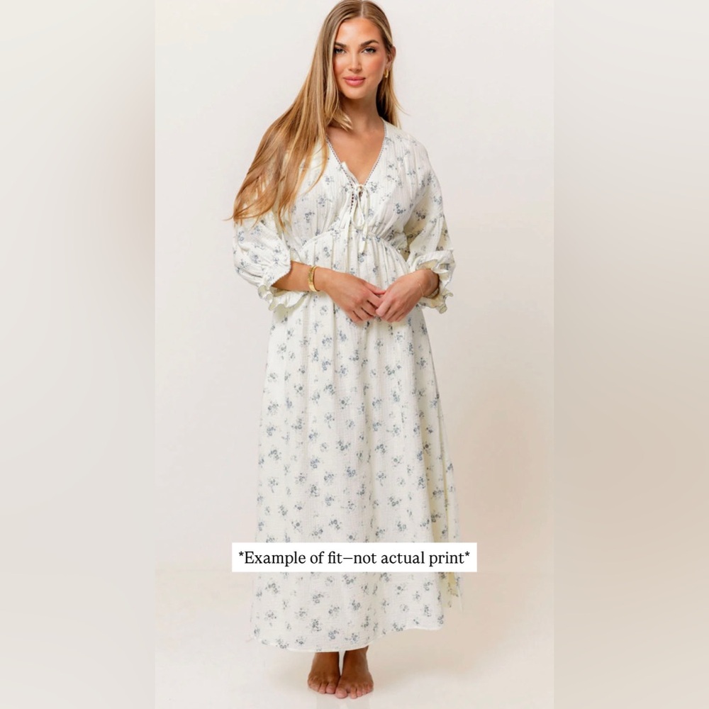 Floral Black and White Maxi Dress for Spring BUMP FRIENDLY